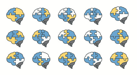Brain Puzzle Pieces A Visual Representation of Cognitive Function and Problem Solving.
