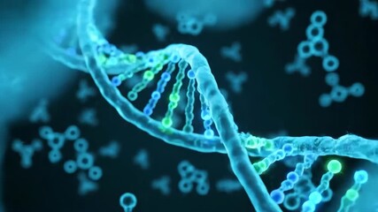 Dynamic 3D DNA Strand Animation with Molecular Structures. - Powered by Adobe