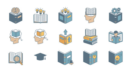 Education and Knowledge A Collection of Book Icons.