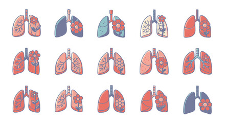 Fototapeta premium Lungs with Flowers A Symbol of Respiratory Health and Floral Beauty.
