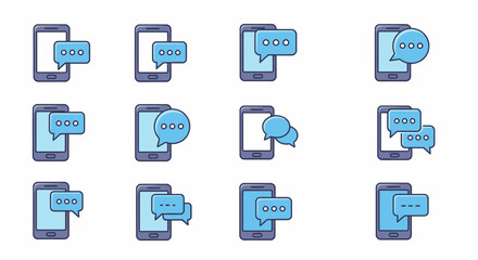 Mobile Phone Messaging Icons Communication.