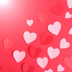 Hearts on a vibrant red background