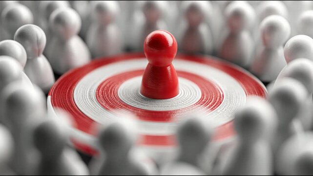 Red pin highlighting a specific individual in a crowd of white people representing customer lifetime value measurement concept. Customer Lifetime Value &ndash; Animated Video Version
