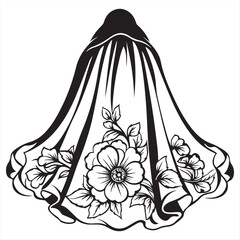 Floral Veil Silhouette with Flower Embellishments Landscape