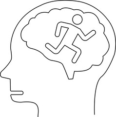 human head brain icon and running person icon with white background