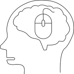 human head brain icon and mouse icon with white background