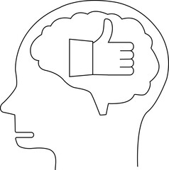human head brain icon and like icon with white background