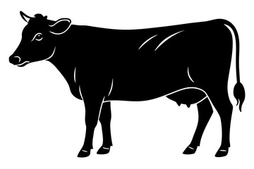 Vector art of silhouette of a cow standing