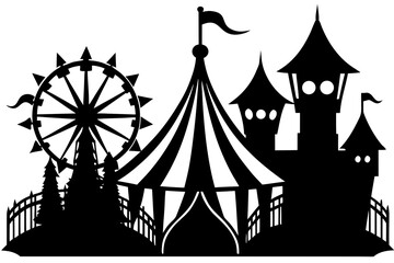 Vector art of amusement park silhouette  for entertainment design