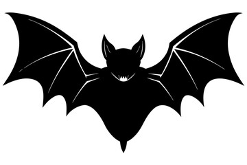 Vector art of silhouette of a bat with its wings spread