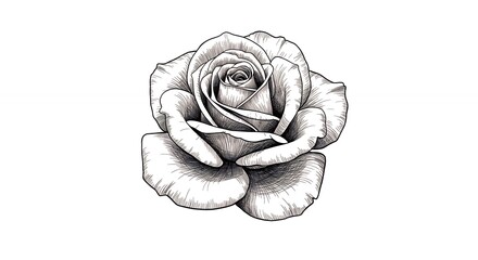 Detailed grayscale rose illustration
