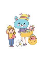 Cute Flat Vector Illustration of Friends With Toys