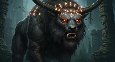 Mythical creature dark forest beast