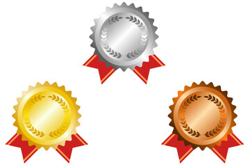 金銀銅のメダルイラストアイコンセット