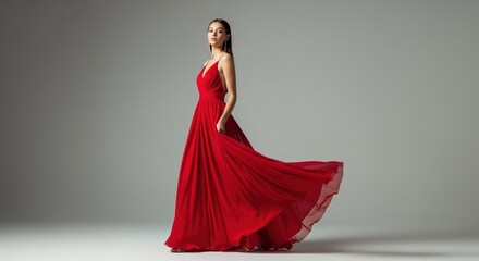 A woman in a flowing red gown © Tia