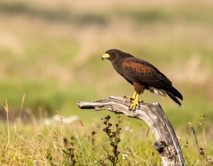 Hawk perched on a branch