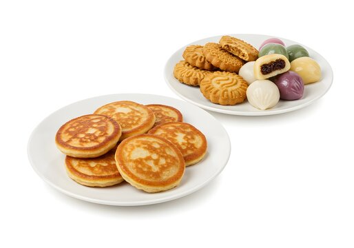Two plates of delicious sweet pastries and mooncakes ideal for celebratory occasions