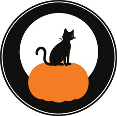 Halloween Vector Illustration &ndash; Spooky Pumpkin, Ghost, Witch, Haunted House, Skeleton, Black Cat, Flat Cartoon Design