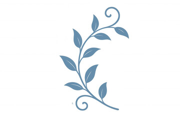 Delicate blue vine design featuring multiple leaves and a decorative swirl, creating an elegant floral graphic element