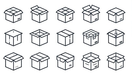 Illustration of various cardboard box openings