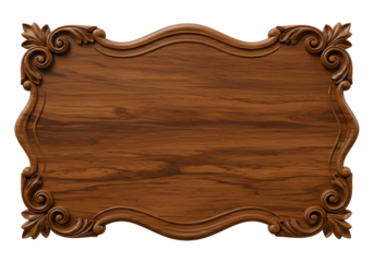 Elegant wooden sign with intricate carvings for personalized messages, rustic decor or vintage branding, perfect for adding a touch of class and charm