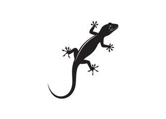 Reptile silhouette icon, black lizard gecko vector isolated on clean white background.