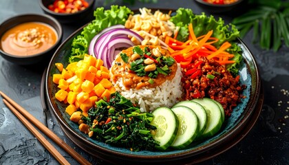 Delicious and Vibrant Nasi Campur A Colorful Indonesian Rice Bowl