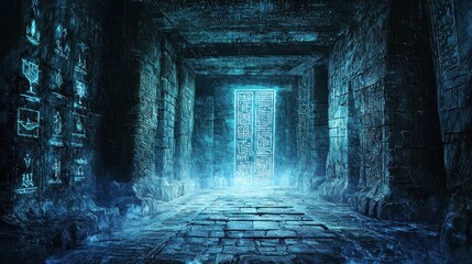 Fototapeta premium Enigmatic Glacial Tomb: A Cryptic Portal Beckons