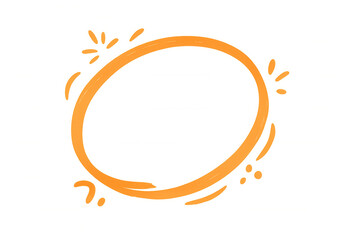 Naklejka premium Orange hand-drawn doodle circle speech bubble creating an engaging frame with an emphasis effect on transparent background