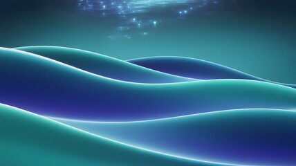 Abstract flowing waves of blue and teal underwater with light reflections