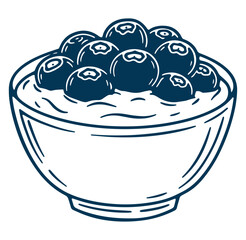 Fototapeta premium Fresh blueberries in a ceramic bowl illustrative vector graphic for healthy eating