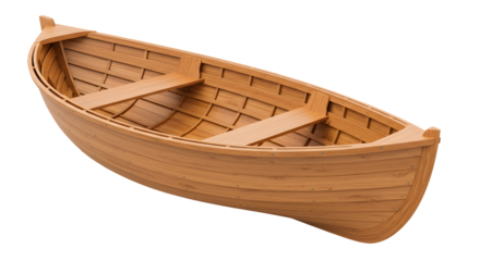 Classic wooden rowboat ready for summer adventures, a symbol of freedom and nautical tradition, perfect for adventure travel and serene lake escapes