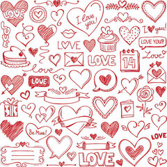 A Romantic Collection of Hand Drawn Hearts and Love Symbols Perfect for Valentine's Day and Anniversary Designs	