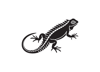 Lizard silhouette illustration, simple reptile animal vector icon, gecko shape graphic design.