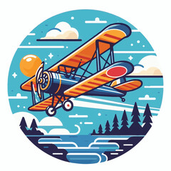 biplane, airplane, plane, aircraft, air, propeller, flight, sky, vintage, aeroplane, old, fly, retro, aviation, transport, wing, pilot, travel, illustration, red, background, vector, transportation, w