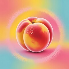 A lively pastel-gradient background shifting between coral pink, sunshine yellow, and aqua blue, decorated with soft abstract brush strokes and bubbly textures