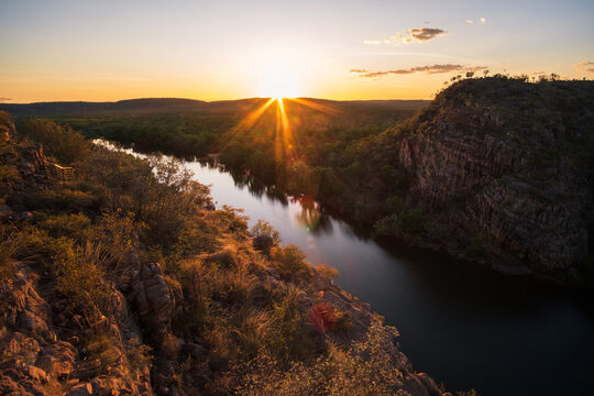 Sunset over the river in Katherine Gorge