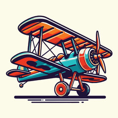 biplane, airplane, plane, aircraft, air, propeller, flight, sky, vintage, aeroplane, old, fly, retro, aviation, transport, wing, pilot, travel, illustration, red, background, vector, transportation, w