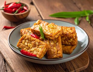 Spicy Crispy Fried Tempeh Indonesian Food Delicious Appetizer