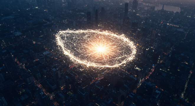 Digital Protection Shielding a Modern Metropolis with Advanced Technology
