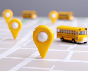 Visual map of school district with active GPS markers, School bus GPS tracking