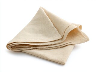 Close-up shot of folded beige napkin, emphasizing texture, perfect for food photography and design