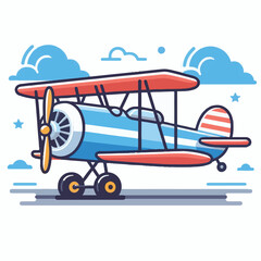 biplane, airplane, plane, aircraft, air, propeller, flight, sky, vintage, aeroplane, old, fly, retro, aviation, transport, wing, pilot, travel, illustration, red, background, vector, transportation, w