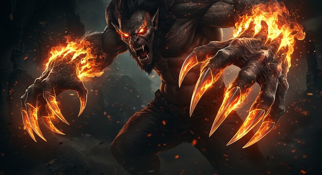 Fototapeta Fiery creature illustration