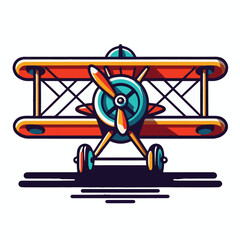 biplane, airplane, plane, aircraft, air, propeller, flight, sky, vintage, aeroplane, old, fly, retro, aviation, transport, wing, pilot, travel, illustration, red, background, vector, transportation, w