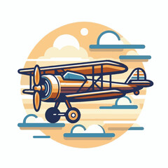 biplane, airplane, plane, aircraft, air, propeller, flight, sky, vintage, aeroplane, old, fly, retro, aviation, transport, wing, pilot, travel, illustration, red, background, vector, transportation, w