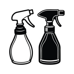 Black and white silhouette spray bottle