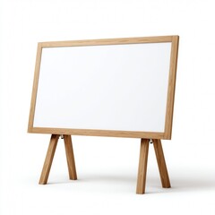 A wooden easel with a blank whiteboard, perfect for presentations, displays, or creative work. The natural wood frame and simple design complement any setting