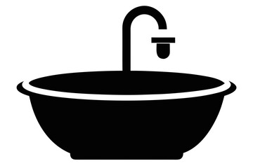 Hand Wash Basin Silhouette Illustration Modern Bathroom Vector Design