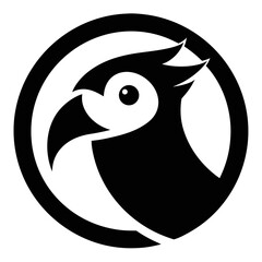 Obraz premium Parrot Head Minimal Black and White Logo in Circle Design Vector